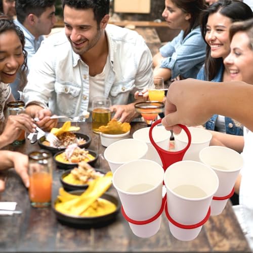 Foldable Cup Rack - 6-in-1 Portable 360 Rotating Holder for Camping Picnics Parties Red 1pc