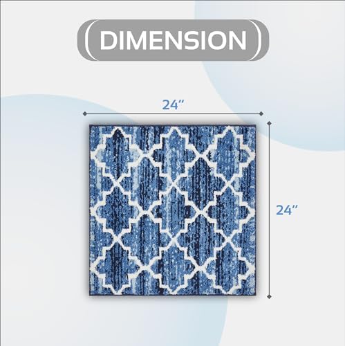 Better Trends Savio Blue Square Bath Mat - Non Slip Washable