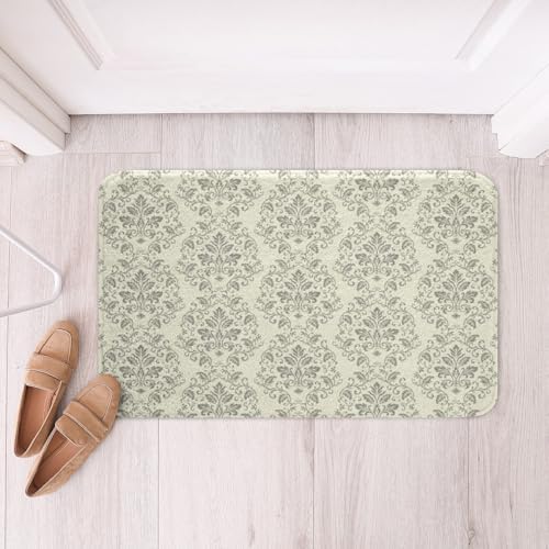 Jejeloiu Damask Bath Mats 16x24 Inch Vintage Floral