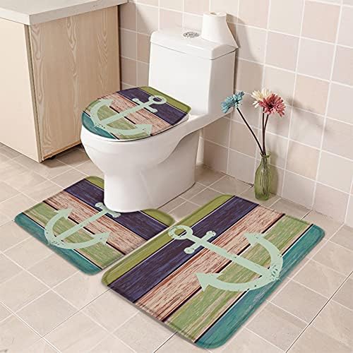 YESOF66 3 Piece Bathroom Rug Set Vintage Wood Grain Non-Slip