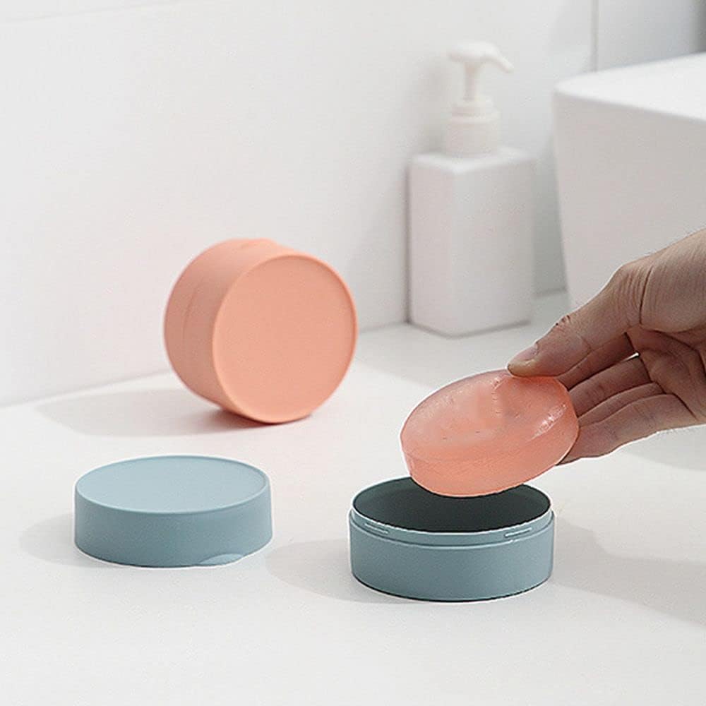 WEISHA Soap Box with Cover 1PC Round Oval Portable Bathroom Holder