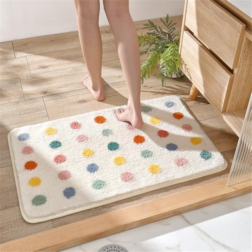 Ankah Black White Checked Bath Rug Non-Slip Thick Shaggy Super Absorbent