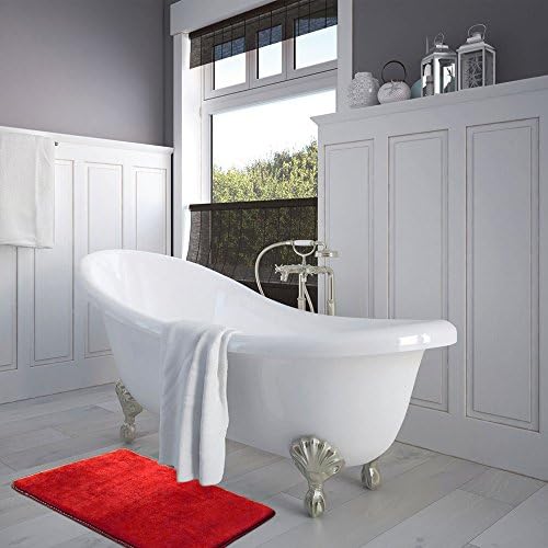 Nudsfuii 24 x 16In Shaggy Bath Rug - Red