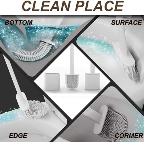 HygieX Silicone Toilet Brush Set with Holder