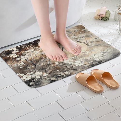 Jejeloiu Vintage Floral Bathroom Rugs 16x24 Inch