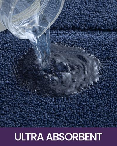 DEXI Navy Bathroom Rug Mat 36x24 Non Slip