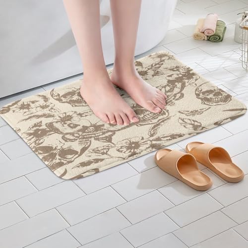 Gothic Skull Bath Rug 16x24 inch Non-Slip Microfiber