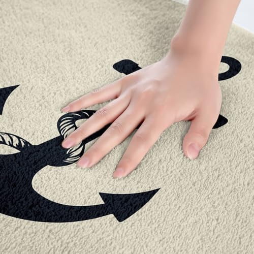 Jejeloiu Anchor Decor Bathroom Rug 16x24 Nautical Themed