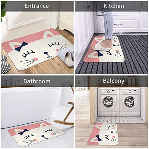 Cute Cat Bath Mat with Funny Design and Non-Slip Backing