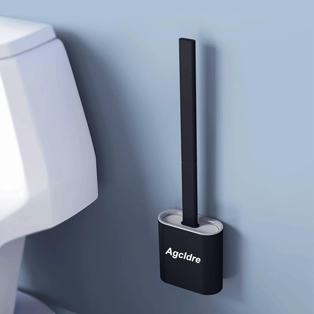 Agcldre Toilet Brush with Holder Set Black Gray