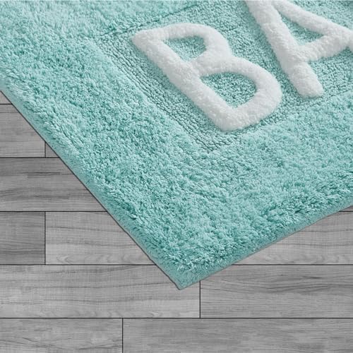 Creative Home Ideas Cotton Bath Rug Aqua Blue 21x34 1