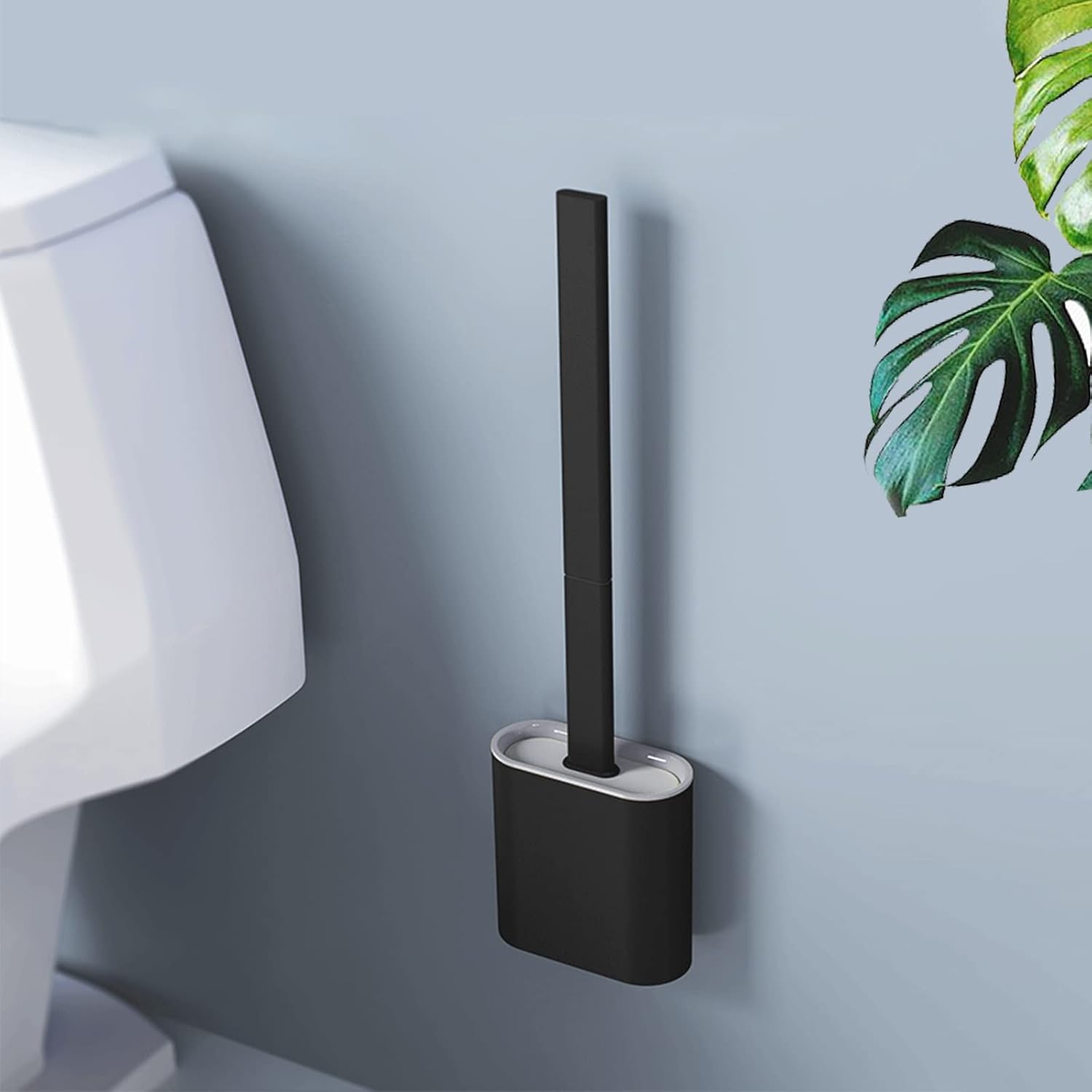 Toilet Brush and Holder Set with Anti-drip Base and No-Slip Handle