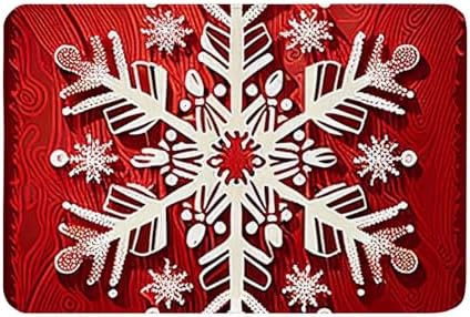 Cioroper Christmas Red Snowflake Wooden Bathroom Mat 16x24in