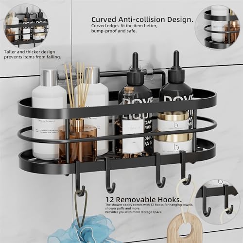LGQXGO 3 Pack Adhesive Shower Caddy Organizer with 12 Hooks