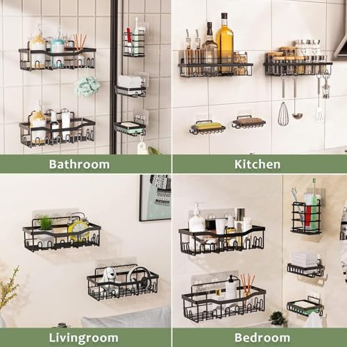 GeluEla 5 Pack Adhesive Shower Caddy Set