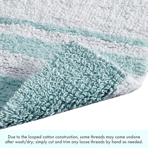 Madison Park Reversible Spa Cotton Bath Rug 24x72 Aqua