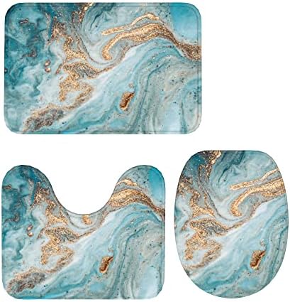 Luxury Turquoise Marble 3 Piece Bath Mat Set