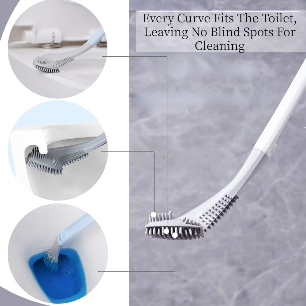MASTERDUAN Toilet Brush and Holder Set with Flexible Silicone Bristles