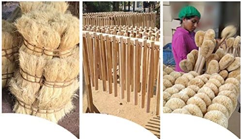 Qiny Toilet Brush 2 Pack Natural Coconut Fiber Beech Wood Handle