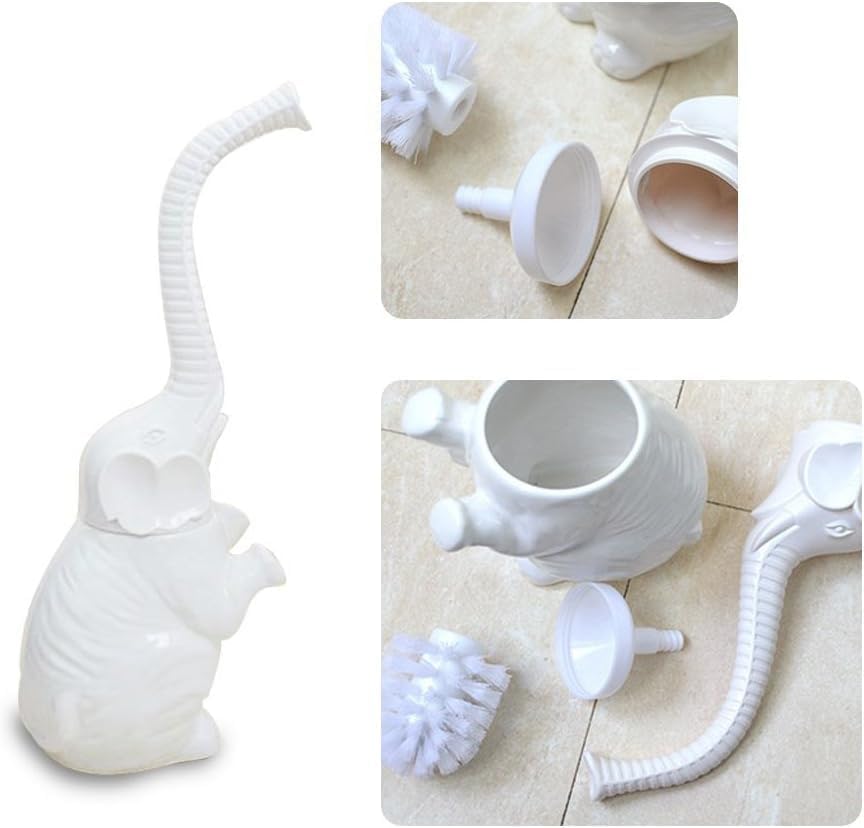 AORTULL Toilet Brush Set with Ceramic Holder and Elephant Design