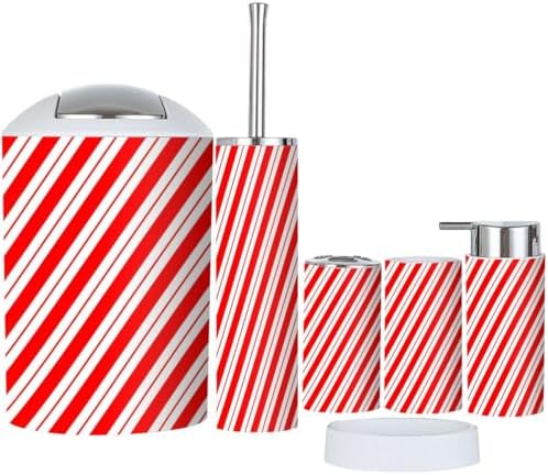 Boho Christmas Stripes 6-Piece Bathroom Accessory Set