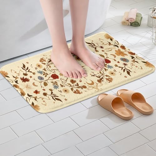 Erosebridal Boho Floral Bath Rug Set 16x24