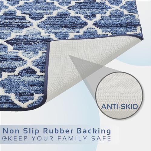 Better Trends Savio Blue Square Bath Mat - Non Slip Washable