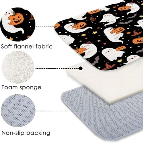 Halloween Ghost Pumpkin Bath Rug 16x24 Inch