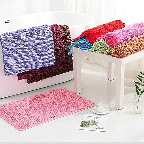 JAIJY Red Rectangle Chenille Bath Rug 1