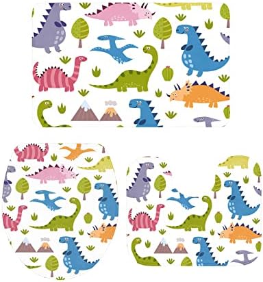 YESOF66 3 Piece Bathroom Rugs Set with Non-Slip Dinosaur Design