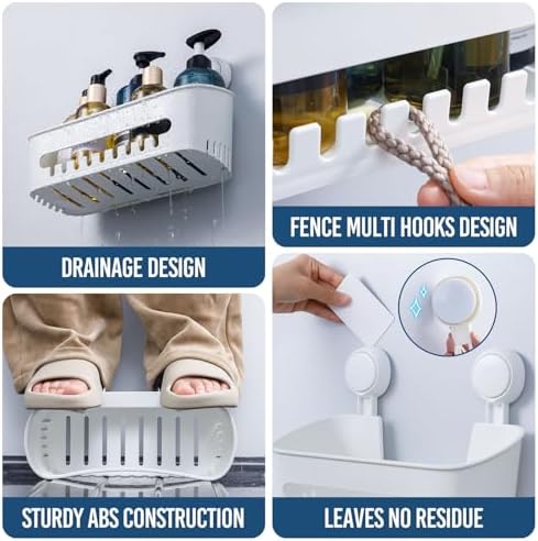 DUORAN Suction Shower Caddy Organizer White