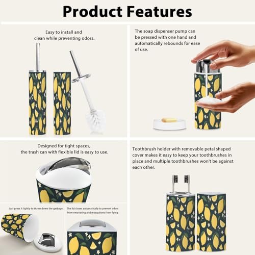 TRANQDEHOM 6-Piece Boho Tropical Bathroom Accessory Set