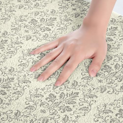 Jejeloiu Damask Bath Mats 16x24 Inch Vintage Floral