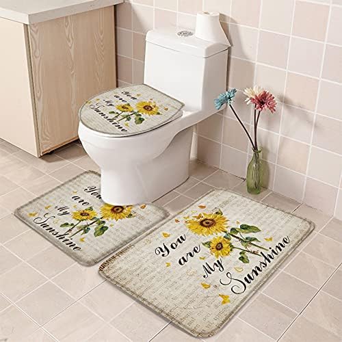 YESOF66 3-Piece Bathroom Rug Set with Non-Slip Mats