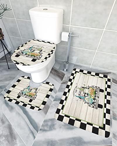 YESOF66 3 Piece Bathroom Rugs Set with Non-Slip Backing