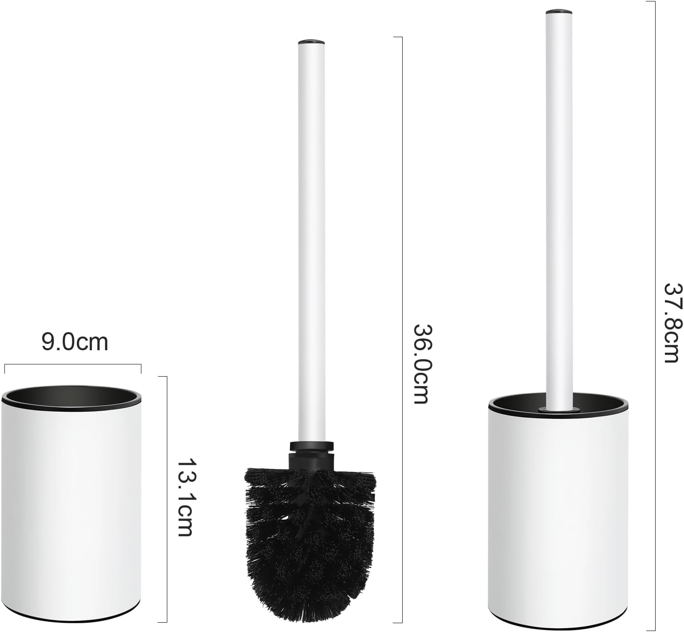 QL Toilet Brush and Holder Stainless Steel Toilet Brush with Quick Drying Design White