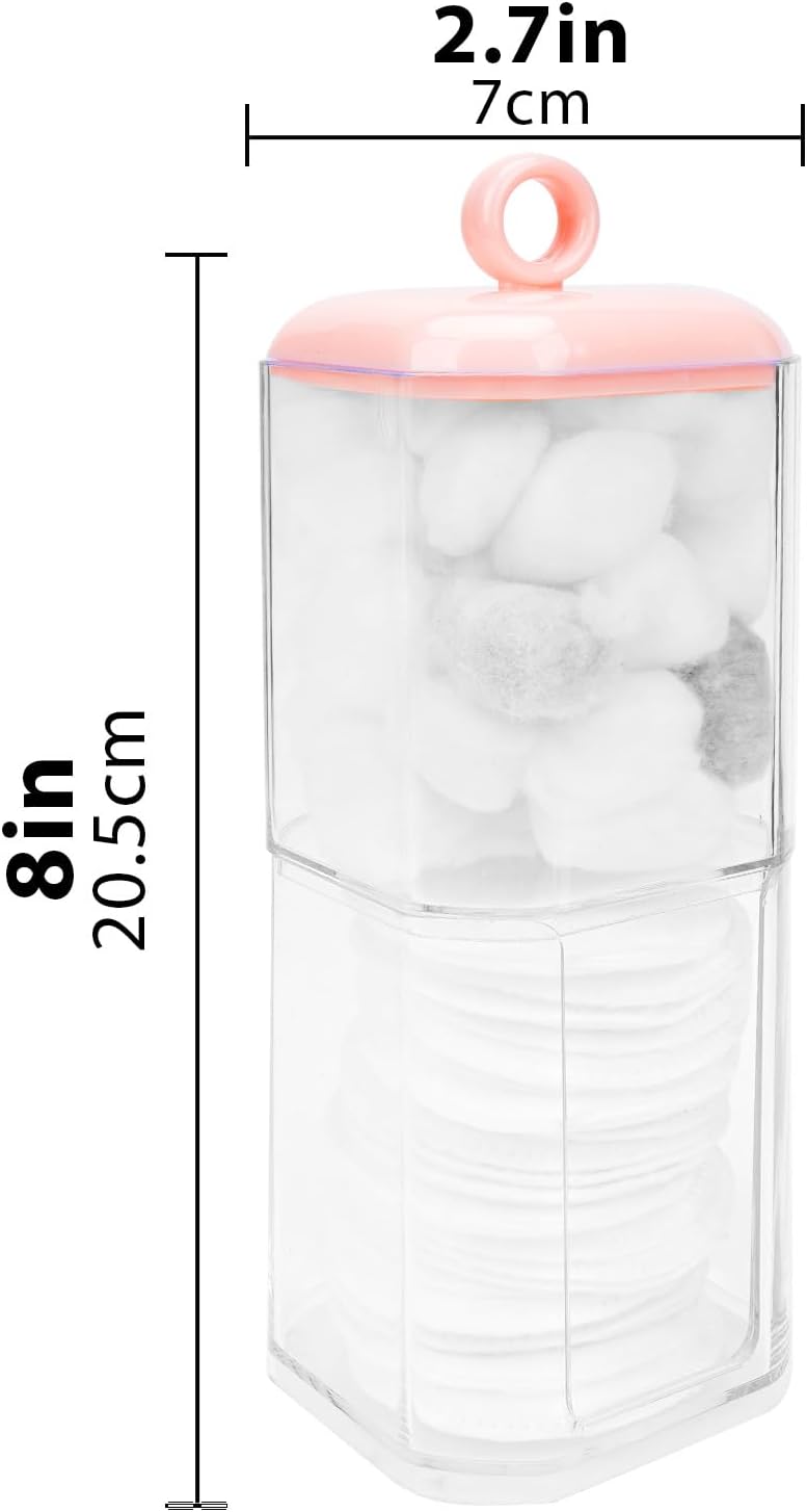 Double Layer Cotton Swab Holder Dispenser Pink