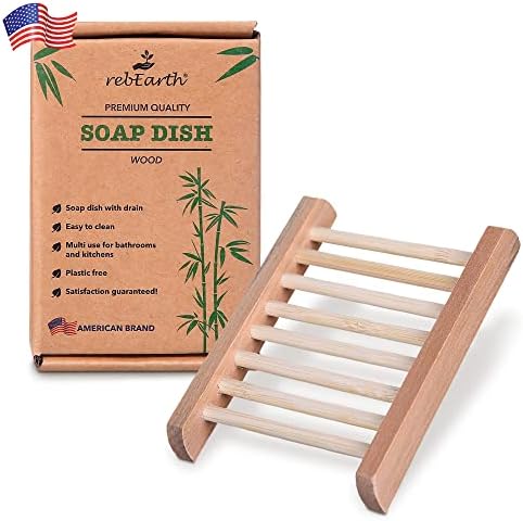 rebEarth Bamboo Soap Bar Holder Square Tray
