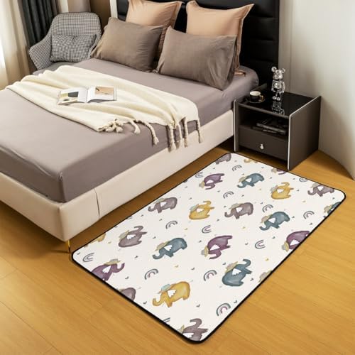 Manfei Cartoon Elephant Kids Bath Mat 16x24 Inches