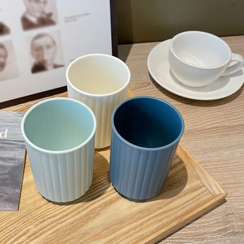 Wide Striped Toothbrush Cup 2Pcs - Reusable Bathroom Cup White Green