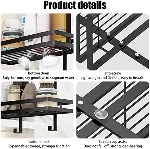 Abizarch Shower Caddy with Hooks and Suction Cups