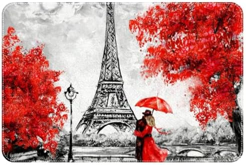 RSMYX Gray Red Paris Eiffel Tower Bath Rug