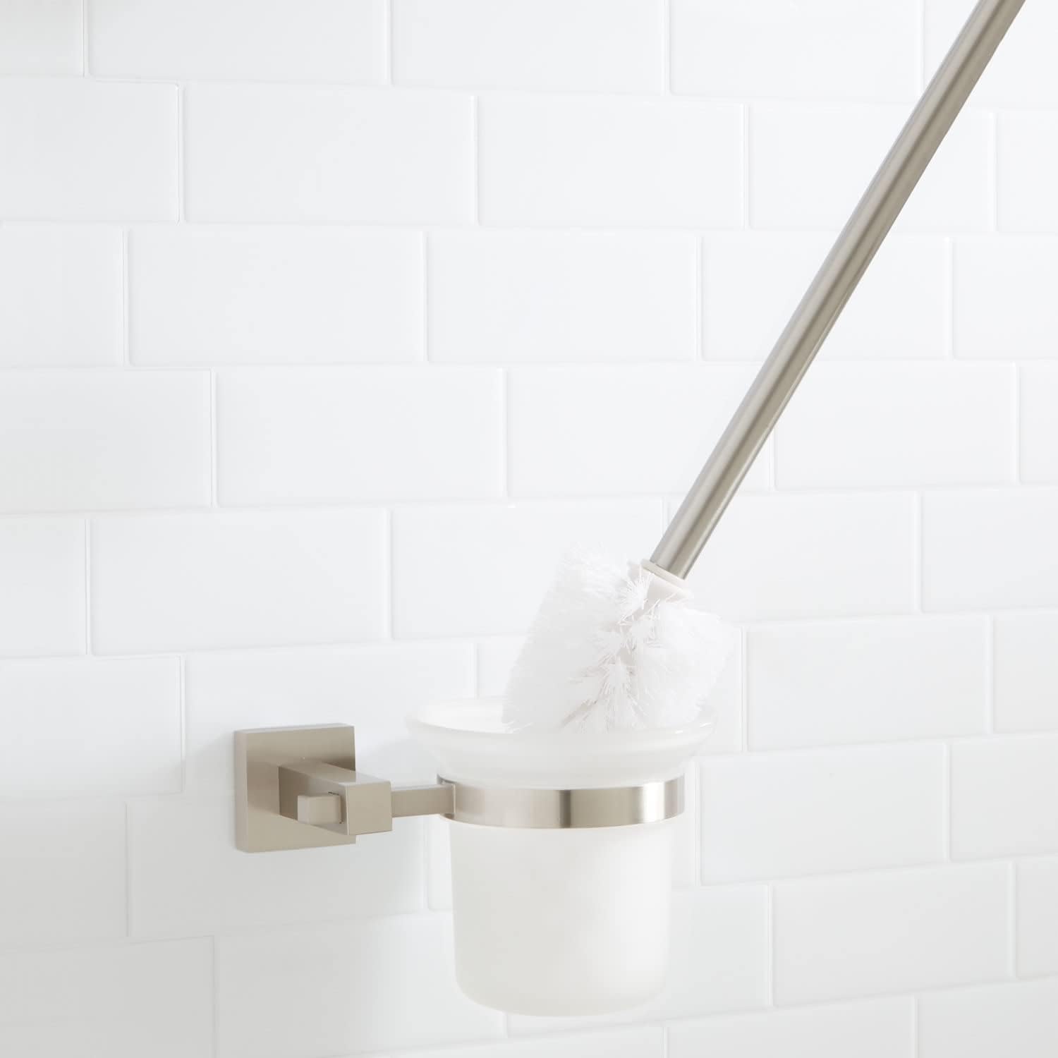 Signature Hardware Albury Wall-Mount Toilet Brush Holder - Brushed Nickel