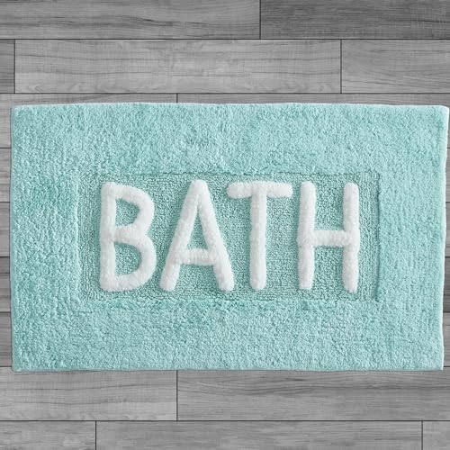 Creative Home Ideas Cotton Bath Rug Aqua Blue 21x34 1