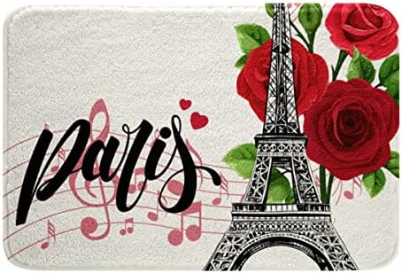 HSTDUNYE Paris Door Mat Bright Rose Flower 16x24 Plush Carpet