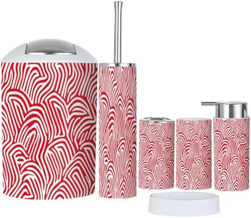 Boho Striped Bathroom Accessory Set 6 Piece