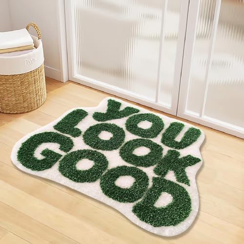 UKELER Cute Green Bath Mat Non-Slip Absorbent