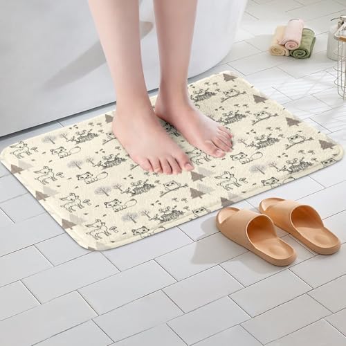 Jejeloiu Kids Wild Animals Bath Mat 16x24