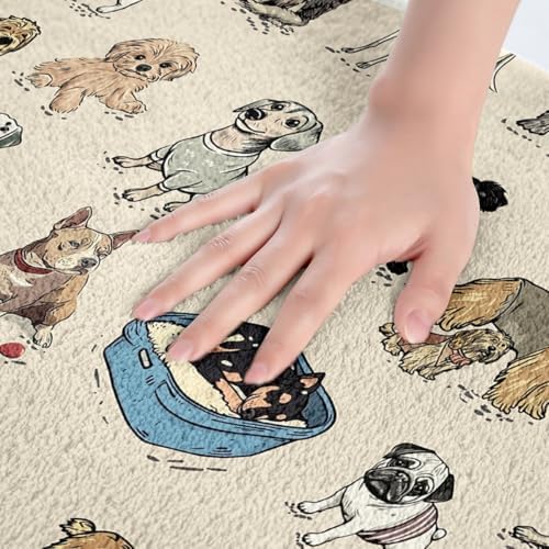 Kawaii Dogs Bathroom Rug 16x24 Non-Slip Pet Theme Bath Mat for Kids
