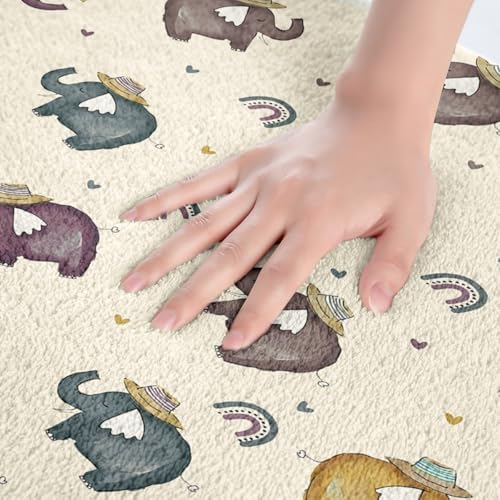 Manfei Cartoon Elephant Kids Bath Mat 16x24 Inches